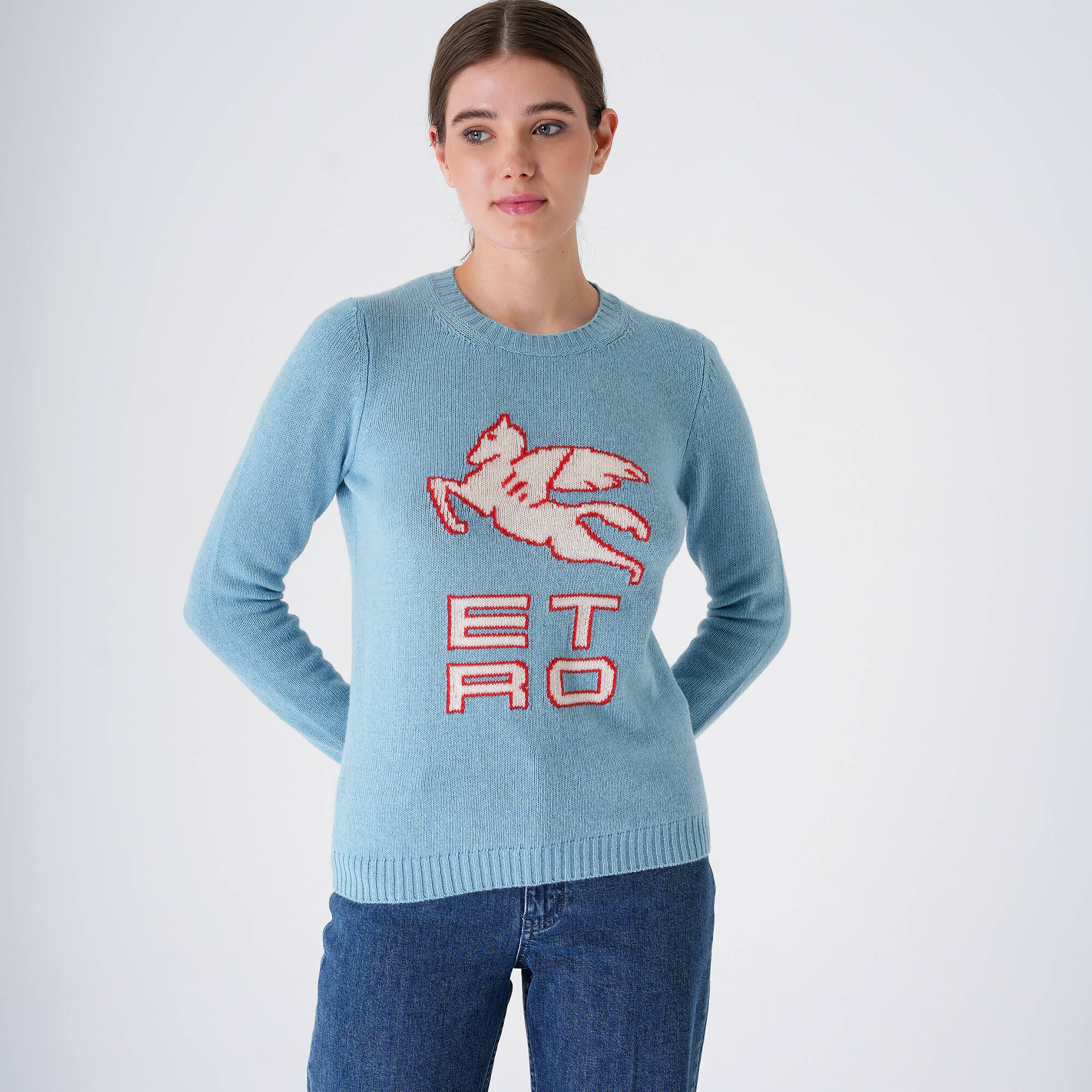 Etro-Blue Wool Icon Logo Sweater